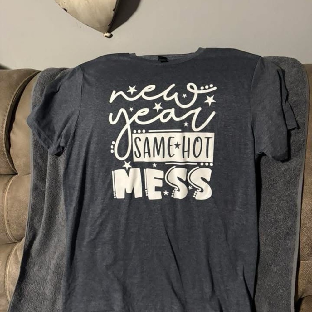 Gray Graphic Tee with White Print